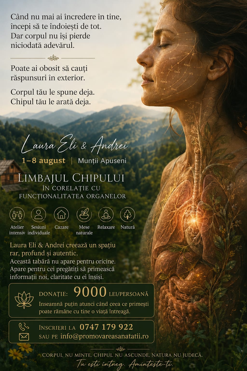 Afișul atelierului Limbajul chipului cu Laura Eli și Andrei