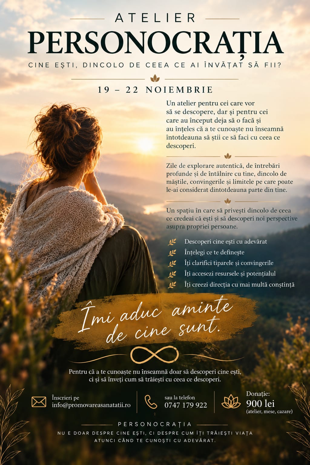 Afișul atelierului Personocrația din 19–22 noiembrie